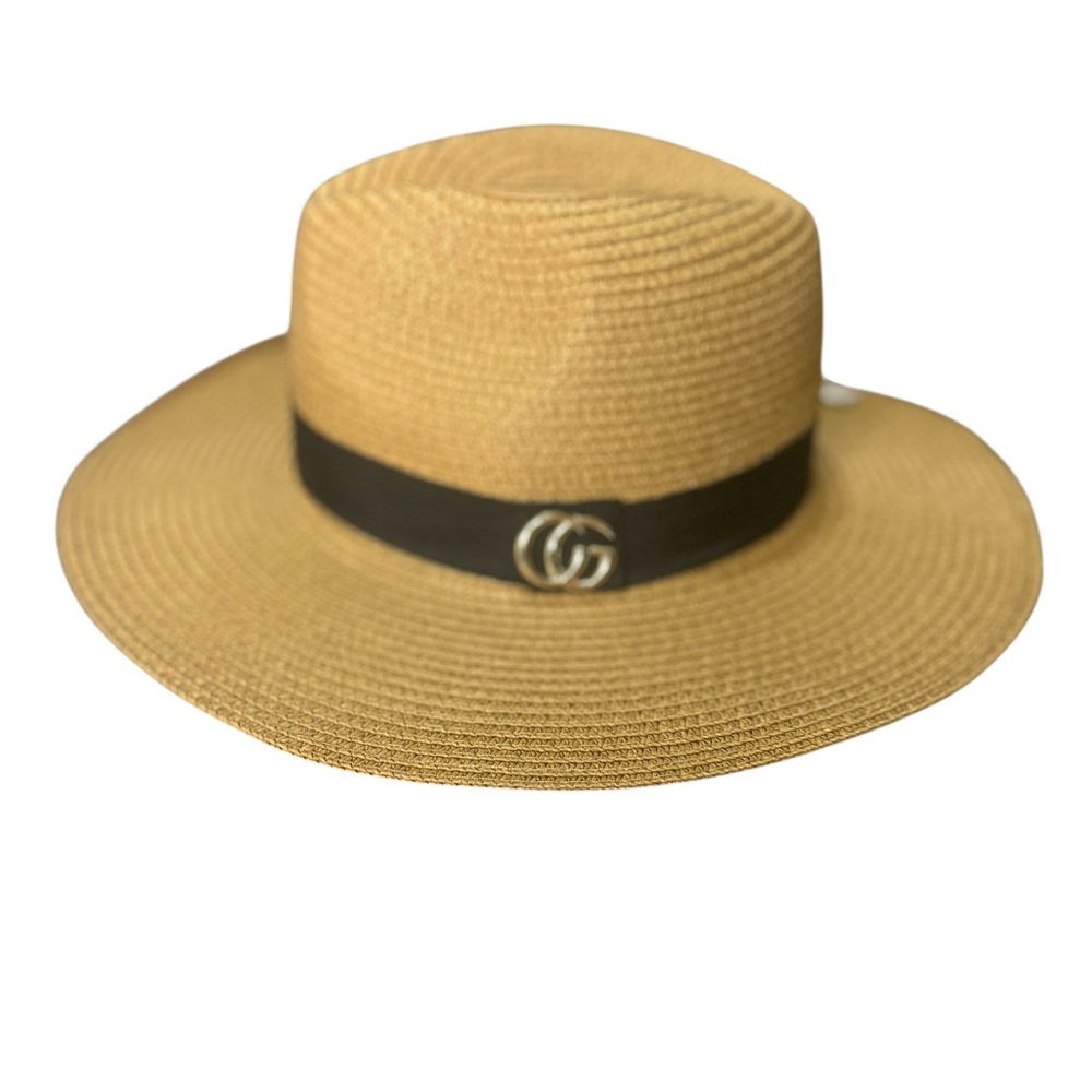 Inspired Tan Straw Hat with Black Band
